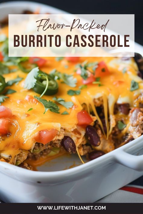 Frozen Burrito Casserole Easy Recipes, Easy Suppers, Burrito Casserole, Tamale Pie, Hamburger Casserole, Mexican Casserole, Burritos Recipe, Beef Casserole Recipes, Baked Casserole