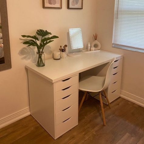 Study table available DM for order #namaslay #namaslaycustomstore #namaslaydecor Spacious Study Table, Bedroom Interior With Study Table, Study Table Designs Aesthetic, Vanity And Study Table, Room Table Ideas Desks, Grey Study Table, Study Area In Bedroom, Study Table Makeover, Study Table Ideas Aesthetic