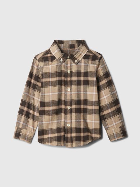 Soft organic cotton flannel shirt.  Point collar.  Long sleeves with button cuffs.  Button front.  Assorted plaid prints.  Made with 100% organically grown cotton, which is grown without the use of synthetic pesticides and fertilizers.  Straight, easy fit.  Hits at the hip.  Sizes range from baby to toddler. High Top Adidas, Jumper Short, Short Coat Jackets, Plaid Shirts, Long Sleeve Flannel, Family Picture, Brown Plaid, Workwear Dress, Black Wrap Dress