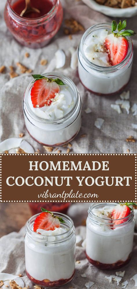 Probiotic Coconut Yogurt Recipe, Dairy Free Yogurt Recipe, Yogurt Recipes Breakfast, Vegan Yogurt Recipe, Coconut Yogurt Recipe, Homemade Coconut Yogurt, Yogurt Homemade, Coconut Recipe, Plant Based Yogurt