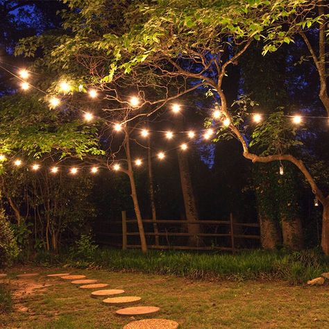 Hanging Patio Lights, Garden Lighting Design, Modern Garden Lighting, Outdoor Lighting Ideas, Landscape Lighting Design, Outdoor Party Lighting, Patio Lights, Patio String Lights, Summer Backyard