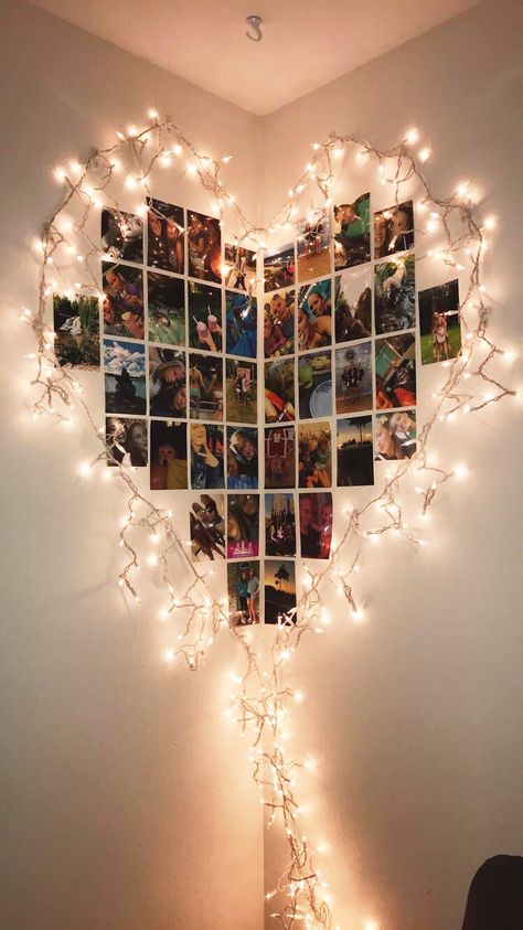 Picture Heart Wall, Picture Room Decor, Girly Room Decor, Cool Room Designs, Easy Room Decor, Diy Room Decor For Teens, Cute Diy Room Decor, Room Redesign, Girly Room