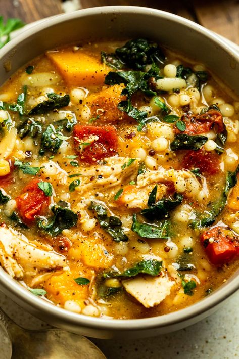 Crockpot Chicken Butternut Squash, Chicken Vegetable Quinoa Soup, Soup Recipes Half Baked Harvest, Butternut Squash Chicken Tortellini, Chicken Stew With Butternut Squash, Vegetable Soup With Butternut Squash, Chicken Sausage Butternut Squash Recipes, Hearty Vegetarian Stew, Butternut Squash Chicken Curry