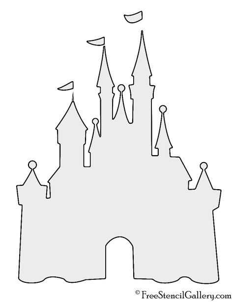 Disney Castle Stencil                                                       …                                                                                                                                                                                 More Disney Castle Template, Walt Disney Castle Drawing, Cinderella Castle Silhouette, Disney Stencils Templates, Disney Abstract Art, Diy Disney Decorations, Disneyland Decor, Disney Stencil, Stencil Disney