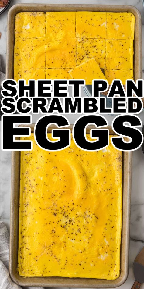 Sheet Pan scrambled eggs is the easiest way to make eggs for making breakfast sandwiches. Baked scrambled eggs are also the perfect way to make eggs for a crowd! Sheet Pan Scrambled Eggs, Eggs For Breakfast Sandwiches, Baked Scrambled Eggs, Scrambled Egg Bake, Oven Scrambled Eggs, Baked Hard Boiled Eggs, Ways To Make Eggs, Eggs In Oven, Ways To Cook Eggs