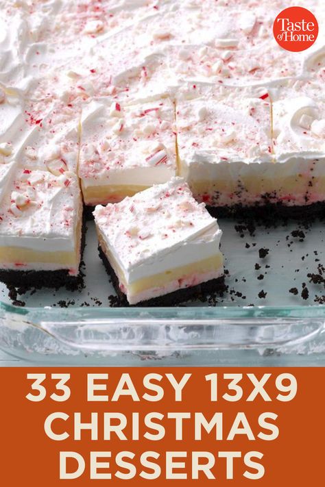 33 Easy 13x9 Christmas Desserts Christmas Desserts For A Crowd, Holiday Desserts Thanksgiving, Easy Christmas Desserts, Dessert Halloween, Holiday Desserts Christmas, Xmas Desserts, Easy Holiday Desserts, Christmas Desserts Easy, Dessert Party