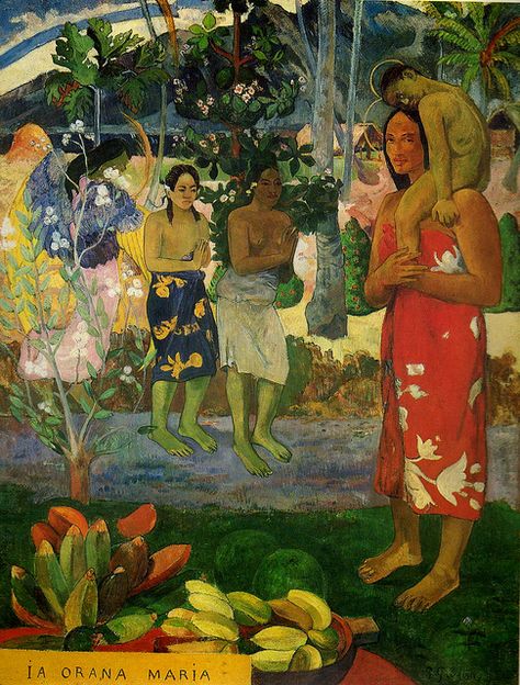 Gauguin...this was one of his most controversial paintings dues to the detail on the right where the woman and child are portrayed as saints..was a huge blasphemy in those days Paul Gauguin, Paintings, Art, Music, Ella Fitzgerald, The Blues, Orchestra, Singing, Blue