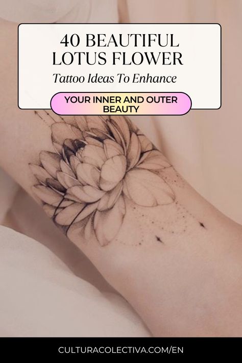 We present 40 beautiful lotus flower tattoo ideas to enhance your inner and outer beauty. Beautiful Lotus Flower Tattoo, Lotus Flower Tattoo Ideas For Women, Forearm Lotus Tattoo Women, Delicate Lotus Flower Tattoo, Realism Lotus Tattoo, Pretty Lotus Flower Tattoo, Hummingbird Lotus Tattoo, Lotus Flower Tattoo Women, Lotus Flower Tattoos For Women