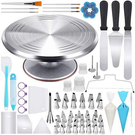 Professional Cake Decorating, Cake Turntable, Cookies Cupcake, Cake Leveler, Cupcake Cookie, Baking Equipment, Icing Tips, Cake Decorating Kits, Baking Utensils