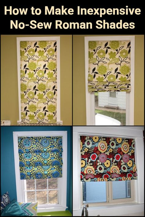 No Sew Roman Shades, Roller Shades Diy, Bathroom Window Ideas, Window Coverings Diy, Diy Window Shades, Diy Roman Shades, Drapery Curtains, Diy Window Treatments, Diy Blinds