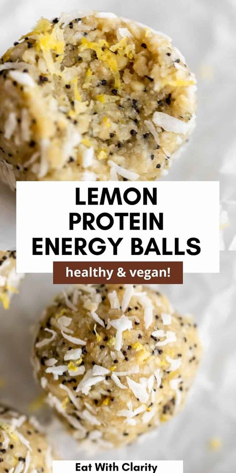 Lemon Energy Bites, Coconut Bliss Balls, Lemon Protein, Protein Energy Balls, Energy Balls Healthy, Protein Balls Recipes, Energy Bites Recipes, Healthy Protein Snacks, Energy Ball Recipe