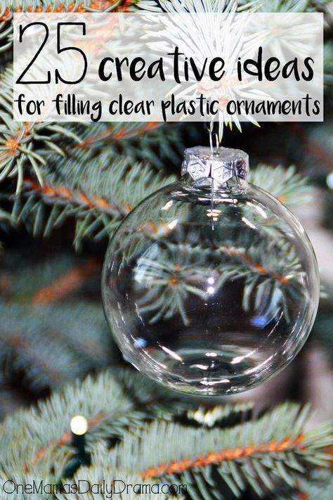 25 creative ideas for filling clear plastic ornaments | How to make a Christmas time capsule! Christmas Ornaments Homemade Rustic, Christmas Ornaments Homemade Kids, Clear Plastic Ornaments, Clear Christmas Ornaments, Christmas Diy Kids, Decorate Christmas, Christmas Globes, Diy Christmas Ornaments Easy, Clear Ornaments