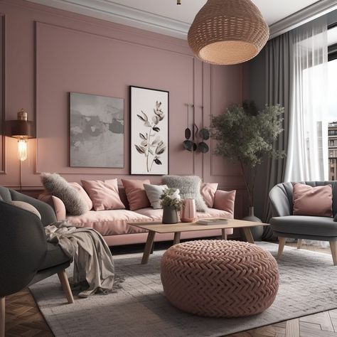 Interior Living Room Design, Room Decor Living Room, Interior Living Room, Pink Living Room, Living Room Remodel, Living Room Colors, Living Room With Fireplace, Boho Living Room, Living Room Grey