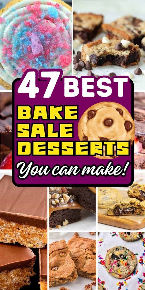 These bake sale dessert recipes are sure to be a hit. They’re easy to make and delicious! Dessert Ideas For Selling, Successful Bake Sale, Easy Bake Sale Desserts, Bake Goods For Bake Sale, Baking Sale Ideas, Good Bake Sale Items, Popular Bake Sale Items, Dessert For Bake Sale, Bake Sale Recipes Easy