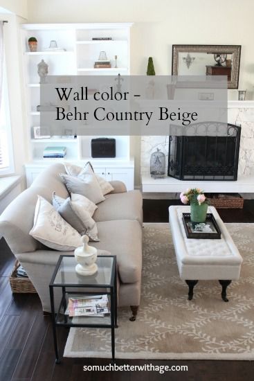 Country Beige by Behr www.somuchbetterwithage.com Aged Beige Behr, Shutter Upcycle, Even Better Beige, Country Kitchen Countertops, Beige Wall Colors, Greige Paint, Amy Howard, Beige Paint, Furniture Unique