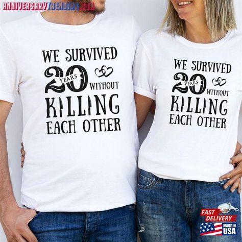 20th Wedding Anniversary Picture Ideas, Anniversary Pictures Couples 20 Years, 20 Years Anniversary Ideas, 20th Wedding Anniversary Party Ideas, 20th Anniversary Party Ideas, 20 Year Anniversary Ideas, Wedding Anniversary Shirts, Anniversary Party Themes, 20th Anniversary Shirts