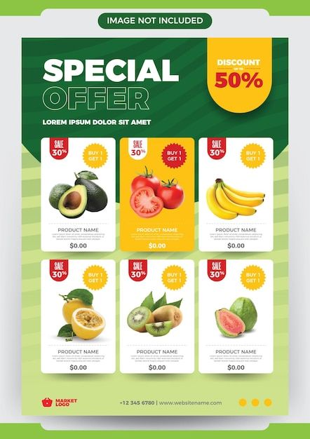 Product catalog and wholesale prices of ... | Premium Vector #Freepik #vector #background Product List Design Layout, Price Catalogue Design, Fruit Flyer Design, Promo Product Design, Product Price Design, Food Product Catalog Design, Supermarket Poster Design, Price Poster Design, Product Flyer Design Layout