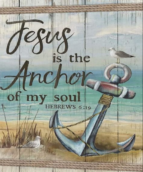 Jesus Anchor, Motivational Bible Quotes, Anchor Wall Art, Wall Art Beach, Beach Canvas, Bible Quotes Prayer, Art Beach, Bible Encouragement, Christian Bible