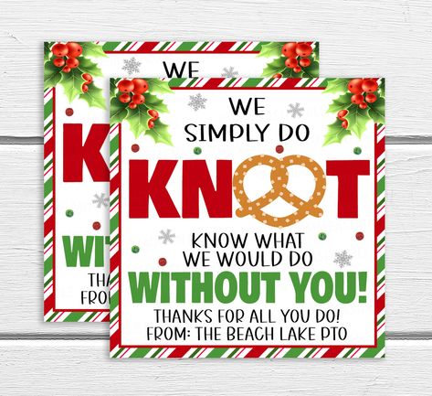 Christmas Neighborhood, Para Appreciation, Pretzel Christmas, Christmas Pretzel, Christmas Pretzels, Neighborhood Gifts, Staff Appreciation Gifts, Team Ideas, Teachers Appreciation