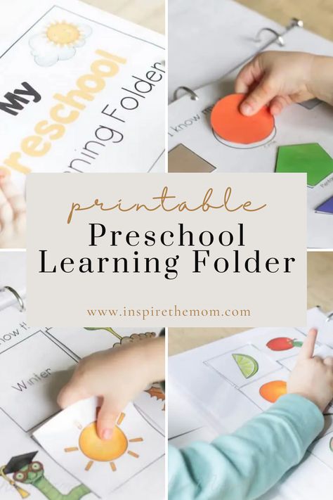 This preschool learning folder is a great tool for learning at home or for kindergarten readiness! This resource is $9.99 on TPT but there are also free preschool learning inserts available in this post as well! (ocean animals, farm animals, uppercase letters, personal care, emotions and more!) #preschool #preschool learning folder #preschool binder #preschool resource #preschool at home #preschool printable Homeschool Preschool Free Printables, Preschool Learning Binder Free Printables, Preschool Morning Binder Free Printable, Preschool Workbook Free Printable, Home School Preschool Lesson Plans, Preschool Binder Ideas, Toddler Learning Printables Free, Preschool File Folders Free Printable, Preschool Busy Book Free Printables