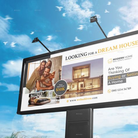 Real Estate Billboard Real Estate Hoarding Design, Real Estate Billboard Design, Billboard Template, Dream House Modern, Hoarding Design, Graphic Design Portfolio Examples, Buy Real Estate, Brochure Design Layout, Real Estate Marketing Design