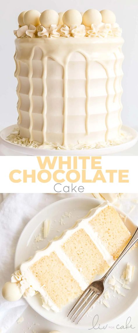 Lindt White Chocolate, Scalloped Cake, Chocolate Swiss Meringue Buttercream, White Chocolate Shavings, Kek Lapis, Resipi Kek, White Chocolate Truffles, White Chocolate Cake, White Cake Recipe