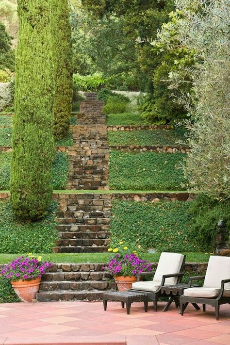 Terraced Landscaping, Landscaping A Slope, Landscaping On A Hill, Sloped Yard, Hillside Garden, Sloped Backyard, Hillside Landscaping, Sloped Garden, Garden Steps