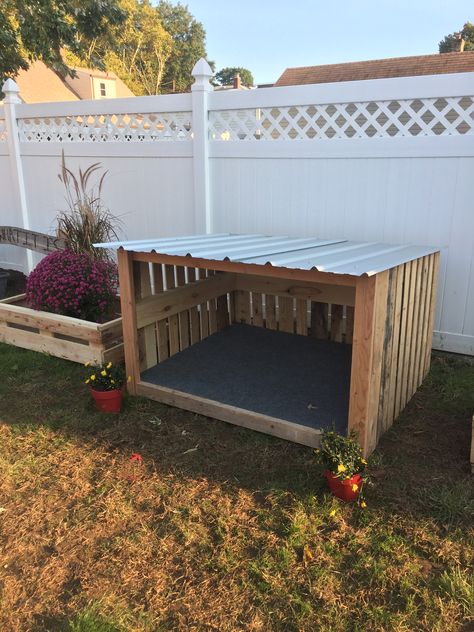 Diy Dog Kennel Outdoor Pallets, Diy Dog Bed Outdoor, Dog House Ideas Outdoor Simple, Dog House Of Pallets, Dogs House Outdoor, Diy Pet House Outdoor, Simple Dog House Outdoor, Diy Dog House For Large Dogs, Backyard Dog Shelter