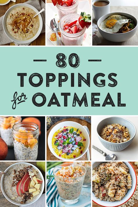 Here are 80 topping ideas for super delicious oatmeal. Whether you like it baked, made overnight or hot off the stove, oatmeal is always a good choice. Try one or more of these sweet and savory oatmeal toppings and mix-ins, from milks and sweeteners to fruits and grains. (via feastandwest.com) Best Oatmeal Toppings, Oatmeal Bar Ideas, Oatmeal With Toppings, Things To Add To Oatmeal, Oatmeal Topping Bar, Oatmeal Add Ins Ideas, Oatmeal Toppings Bar, Oatmeal Mix Ins, Stove Oatmeal