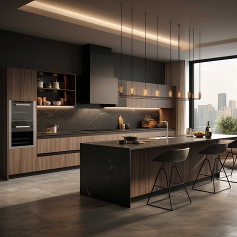 U Shaped Modern Modular Kitchen Delights for Stylish Living • 333+ Images • [ArtFacade] Desain Pantry, Modular Kitchen Designs, Modern Kitchen Interiors, U Shaped Kitchen, Brown Kitchens, Kitchen Design Plans, Kitchen Concepts, 아파트 인테리어, Modern Kitchen Cabinets