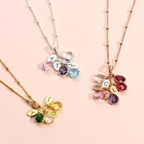 Initial Birthstone Necklace, Jewelry For Mom, Gold Drop Necklace, Necklace For Mom, Family Tree Necklace, Mother Jewelry, Necklace Initial, Family Necklace, Tree Necklace