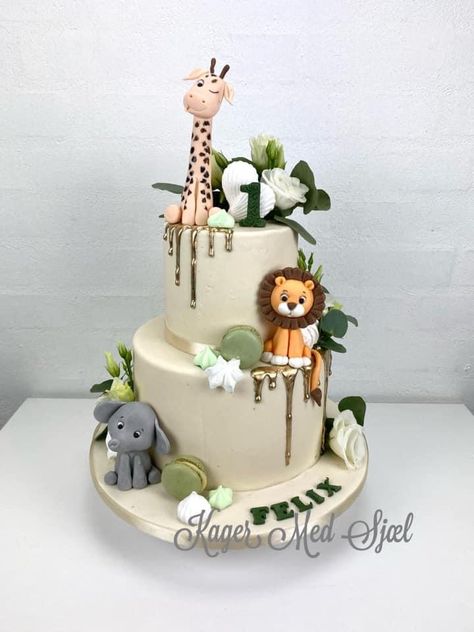 Jungle Birthday Cake Simple, Safari Baby Shower Party Favors, Tort Safari, Safari First Birthday Cake, Safari Cake Ideas, Safari Baby Cake, Safari Baby Shower Cake, Bolo Panda, Safari Birthday Party Decorations