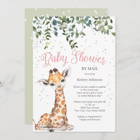 Giraffe Safari, Safari Baby Shower Invitations, Baby Shower Giraffe, Pink Giraffe, Giraffe Baby, Safari Baby Shower, Safari Baby, Baby Shower Fun, Baby Giraffe