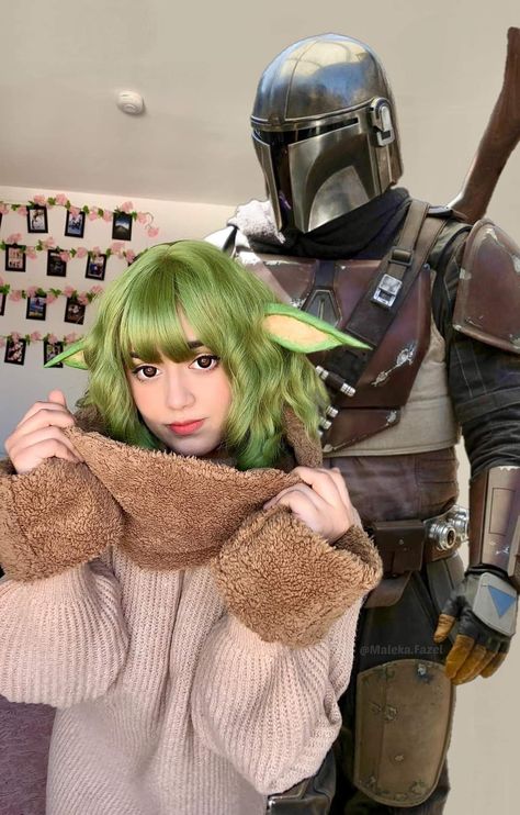 Grogu Halloween Costume, Grogu Costume Women, Cosplay Ideas Star Wars, Grogu Cosplay, Star Wars Cosplay Ideas, Yoda Costume Diy, Grogu Costume, Easy Star Wars Costumes, Yoda Cosplay