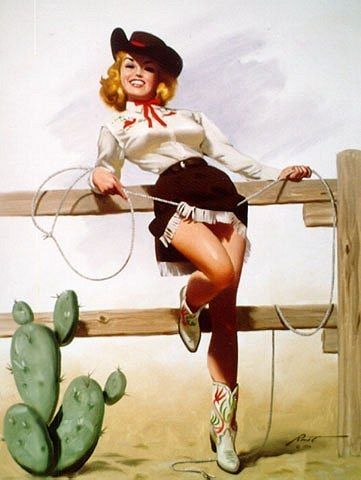 One of my all time favorite pinups! Vertrouw Op God, Arte Pin Up, Cowgirl Vintage, Pin Up Illustration, Cowgirl Pictures, Pinup Vintage, Pin Up Vintage, Pin Up Girl Vintage, Gil Elvgren