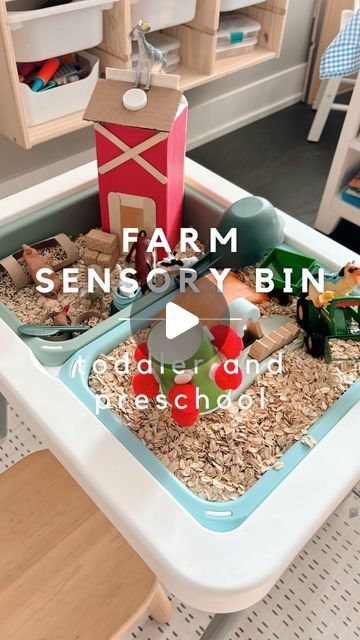 Farm Sensory Table Preschool, Hay Sensory Bin, Sensory Play Table Diy, Button Sensory Bin, Farm Sensory Bottles, Farm Sensory Activities, Farm Animals Sensory Bin, Sensory Table Ideas For Toddlers, Sensory Table Ideas For Preschool