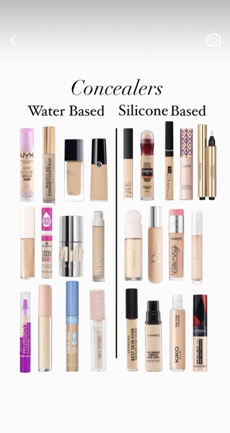 Base Of Makeup, Primer And Foundation Combo, Water Based Concealer, Concealer Recommendations, Best Makeup Products For Oily Skin, Concelear Makeup Best, Concealers For Oily Skin, Base Makeup Products, Trending Makeup Products