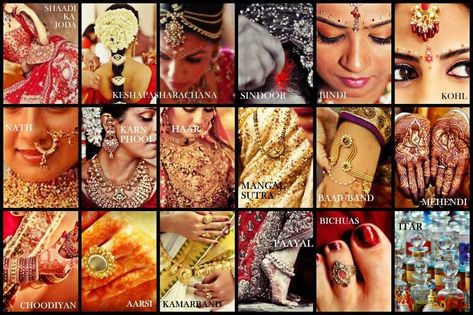 Significance Of Solaah Shringaar Accessories Beauty & Makeup Customs & Rituals Jewellery Makeup Mehandi bridal fashion bridal makeup solah shringar Solah Shringar, Malaysian Wedding, Desi Bride, Hindu Bride, Wedding Rituals, Indian Groom, Christian Wedding, Desi Wedding, Black Book