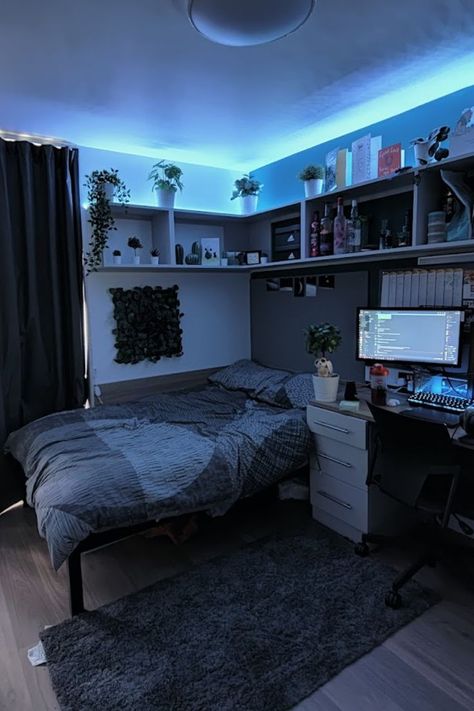 dorm room college decorating ideas for your design. #dormroom #dormroomapartment #dormroomhome #dormroomhouse #dormroomdesign #dormroomcollege #dormroomdecor Room Idea Simple, Man Cave Home Office, Small Room Setup, Game Room Ideas, Mens Room Decor, Mens Bedroom Decor, Fall Bedroom Ideas, Bedroom Redesign, Cave Home