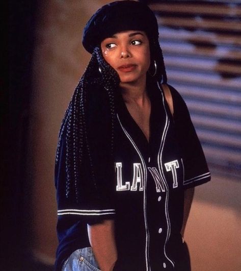 80s & 90s Hip Hop Fashion Janet Jackson Poetic Justice, Poetic Justice, Janet Jackson, Baseball Jersey, African American, Braids, Baseball, Plaits