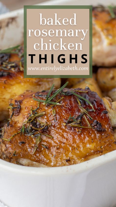 Chicken Thigh Rosemary Recipes, Chicken Thigh Roasted Veggies, Half Baked Harvest Chicken Thighs, Chicken Thigh Baked Bone In, Rosemary Chicken Legs Baked, Rosemary Chicken Crockpot Recipes, Herb Chicken Thigh Recipes, Bone In Chicken Thigh Dinner Recipes, Easy Roast Chicken Recipe