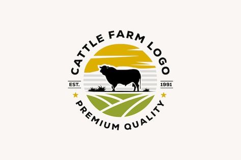 Cattle farm vintage logo template | Premium Vector #Freepik #vector #farm #cow #agriculture #village Farming Logos Agriculture, Beef Farm Logo, Cattle Farm Logo, Cheese Image, Beef Farming, Farm Vector, Farm Logo Design, Cow Logo, Farm Vintage