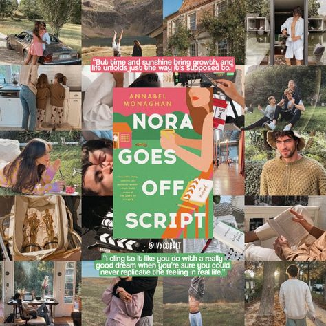 nora goes off script —annabel monaghan Nora Goes Off Script Aesthetic, Summer Romance Annabel Monaghan, Nora Goes Off Script, Fictional Aesthetic, Collage Books, Book Collage, Book Vibes, Fav Books, Good Romance Books