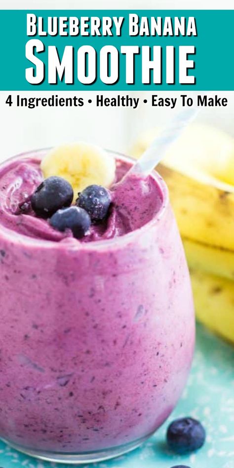 Blueberry Banana Smoothie Recipes, Greek Yogurt Smoothie, Banana Smoothie Healthy, Banana Apple Smoothie, Blueberry Banana Smoothie, Resep Smoothie, Smoothie Fruit, Apple Bars, Banana Smoothie Recipe