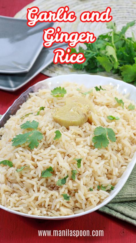 Ginger Rice Recipe, Dinner Cheap, Ginger Rice, Rice Dishes Easy, Garlic And Ginger, Easy Rice, Homemade Chicken Stock, Rice Side, Rice Side Dishes