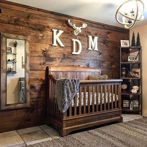 We're really feeling all the rustic vibes in this sweet baby boy nursery!   Design by @ldagen8 Rustic Nursery Room Ideas, Letters Decor, Nursery Ideas Boy, Baby Room Themes, Adorable Nursery, Nursery Room Design, Baby Boy Room Nursery, Rustic Nursery, Nursery Room Boy