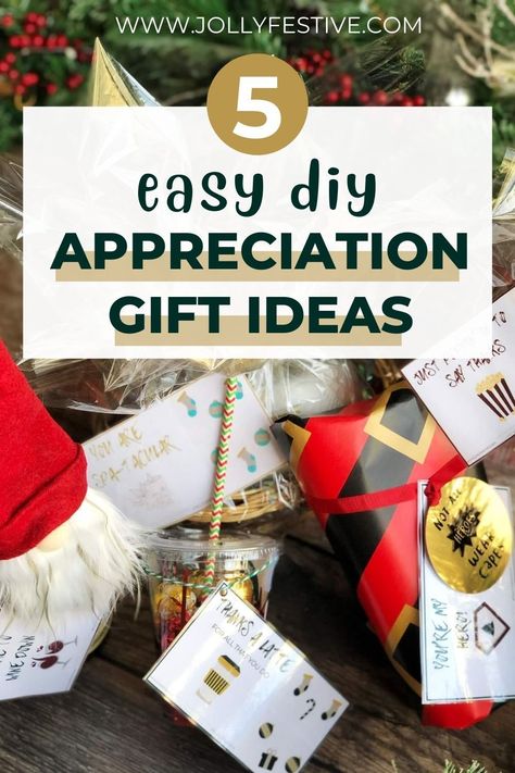 5 DIY appreciation gifts for teachers, neighbours, careworkers. Say thanks to all the special people in your life with our easy thank you appreciation gift ideas. We've created a fun little appreciation message to go with each gift and there's free printable gift tags ready to download. Click through for holiday appreciation gift inspiration and get your Christmas thank you presents sorted today! Classroom Volunteer Christmas Gifts, Holiday Appreciation Ideas, Appreciation Gift Ideas For Coworkers, Diy Christmas Gifts For Staff, Holiday Customer Appreciation Gifts, Diy Volunteer Appreciation Gifts, Coworker Appreciation Gifts Christmas, Thank You Gifts Simple, Thank You Gift Puns