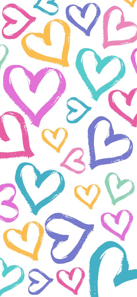 Such a cute iphone wallpaper background! Beautiful heart pattern shows off your unique style. | pink or purple aesthetic, Valentine's day design in pastel hearts (pink, purple, blue, green, yellow) Heart Iphone Wallpaper, Colorful Hearts, Heart Pattern, Pattern Iphone, Iphone Wallpaper, Pastel, Rainbow, Iphone, Pattern