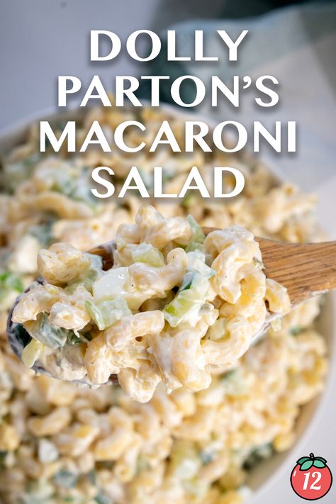 Dolly Parton’s Macaroni Salad | 12 Tomatoes Macaroni Salad Chicken, Easy Cold Noodle Salad, Sweet Pickle Macaroni Salad, Christmas Macaroni Salad, Dolly Parton Macaroni Salad, Dolly Parton Mac And Cheese, Grandmas Macaroni Salad, Macaroni Salad With Ranch Dressing, Pioneer Woman Macaroni Salad