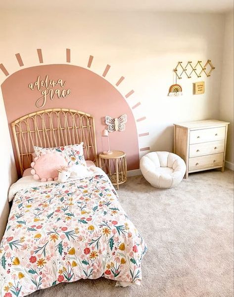 Boho Bedroom Kids Girl, Kids Room Inspo Girl, Toddler Room Ideas Girl Boho, Boho Kids Bedroom Girl Rooms, Toddler Room Inspo Girl, Toddler Big Girl Room Ideas, Boho Bedroom Girl Rooms, Boho Rainbow Toddler Girl Room, Dusty Rose Toddler Room